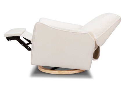 M24087CSHLB,Nursery Works,Sunday Power Recliner and Swivel Glider in Chantilly Fleece w/ Light Wood Base