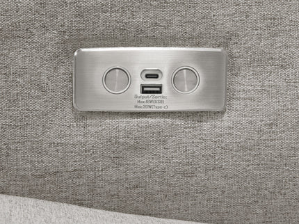 M23085PGEWLB,Babyletto,Sigi Glider Recliner w/ Electronic Control and USB in Performance Grey Eco-Weave w/Light Wood Base