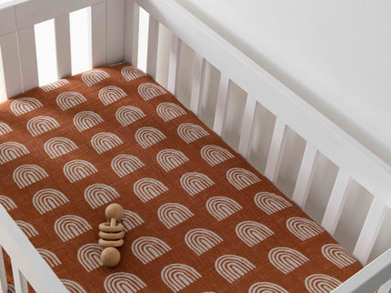 T29036,Babyletto,Rainbow Muslin Mini Crib Sheet in GOTS Certified Organic Cotton