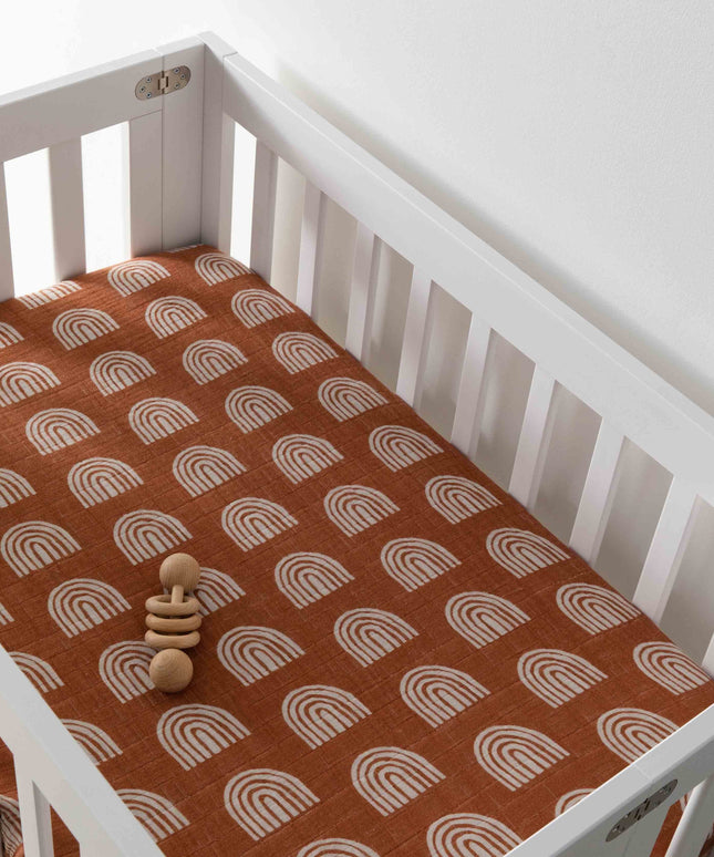 T29036,Babyletto,Rainbow Muslin Mini Crib Sheet in GOTS Certified Organic Cotton