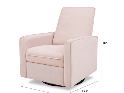 M19387PBPEW,DaVinci,Penny Swivel Recliner in Performance Pale Blush Pink Eco-Weave