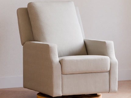 M22286FCSLB,Namesake,Crewe Electronic Swivel Glider Recliner in Fog Chatham Stripe Performance Eco-Weave w/LB