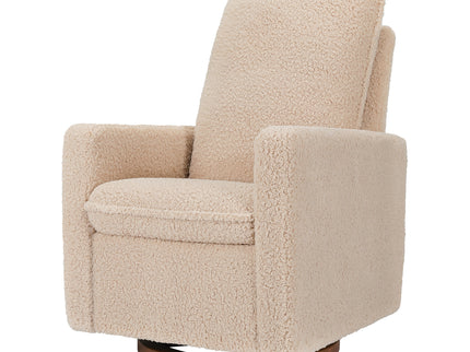 M20987CSGDB,Babyletto,Cali Pillowback Swivel Glider in Chai Shearling w/ Dark Wood Base