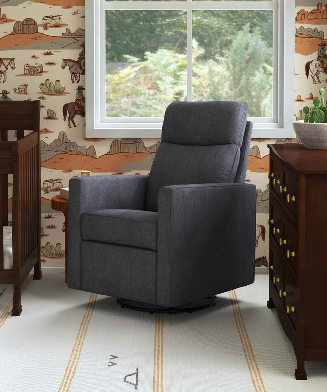 M19787SHG,DaVinci,Gabby Pillowback Swivel Glider in Shadow Grey