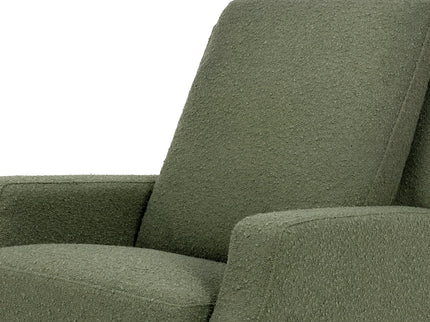 M22287OBLB,Namesake,Crewe Recliner and Swivel Glider in Olive Boucle w/Light Wood Base