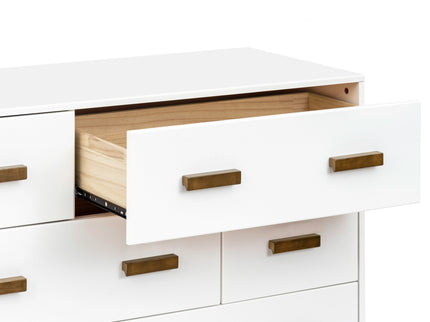 M5826WNL,Babyletto,Scoot 6-Drawer Dresser in White/Natural Walnut