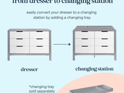 F11926GW,Carter's,Colby 6-Drawer Double Dresser in Grey and White