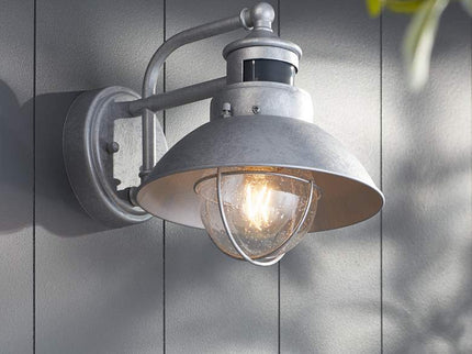 Oberlin 9" Galvanized Steel Motion Sensor Outdoor Wall Light