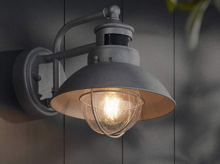 Oberlin 9" Galvanized Steel Motion Sensor Outdoor Wall Light