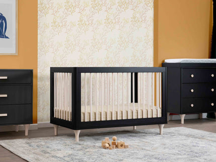 M9001BNX,Babyletto,Lolly 3-in-1 Convertible Crib w/Toddler Bed Conversion in Black/WashedNatural