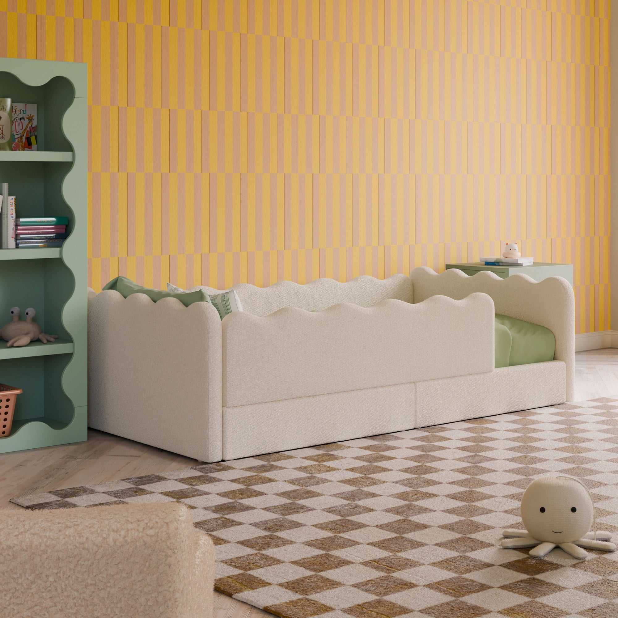 M31376PWB,Babyletto Kids,Rizo Montessori-Inspired Twin Bed in Performance Ivory Boucle