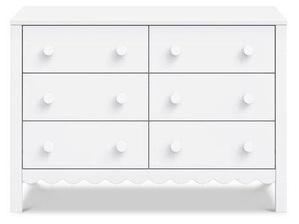 M27826W,DaVinci,Sammy Scallop 6-Drawer Dresser in White