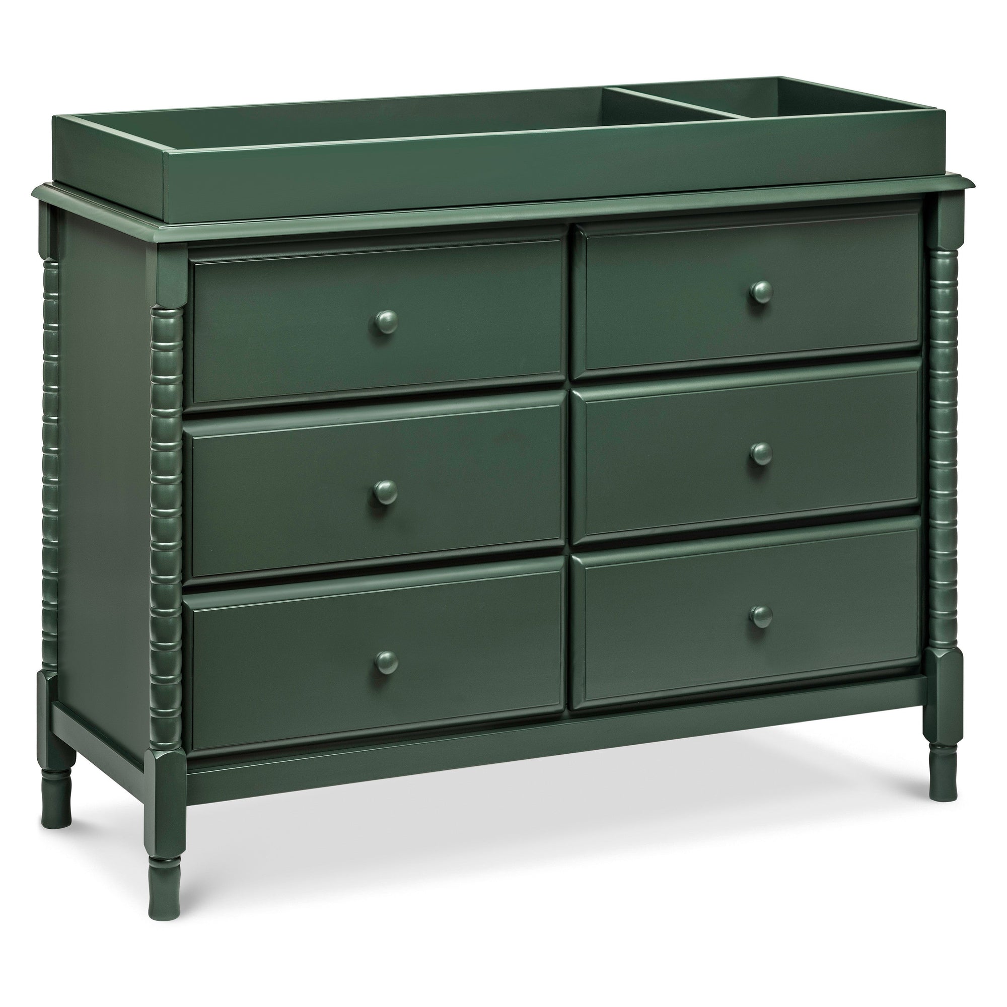 M7326FRGR,DaVinci,Jenny Lind Spindle 6-Drawer Dresser in Forest Green
