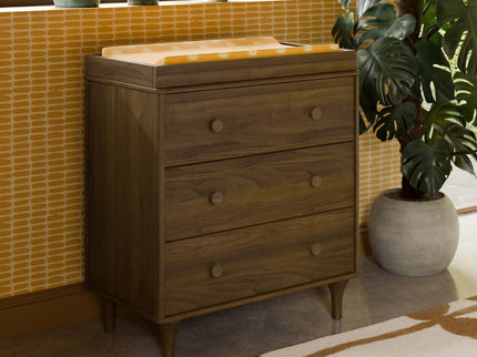M9023NL,Babyletto,Lolly 3-Drawer Changer Dresser in Natural Walnut