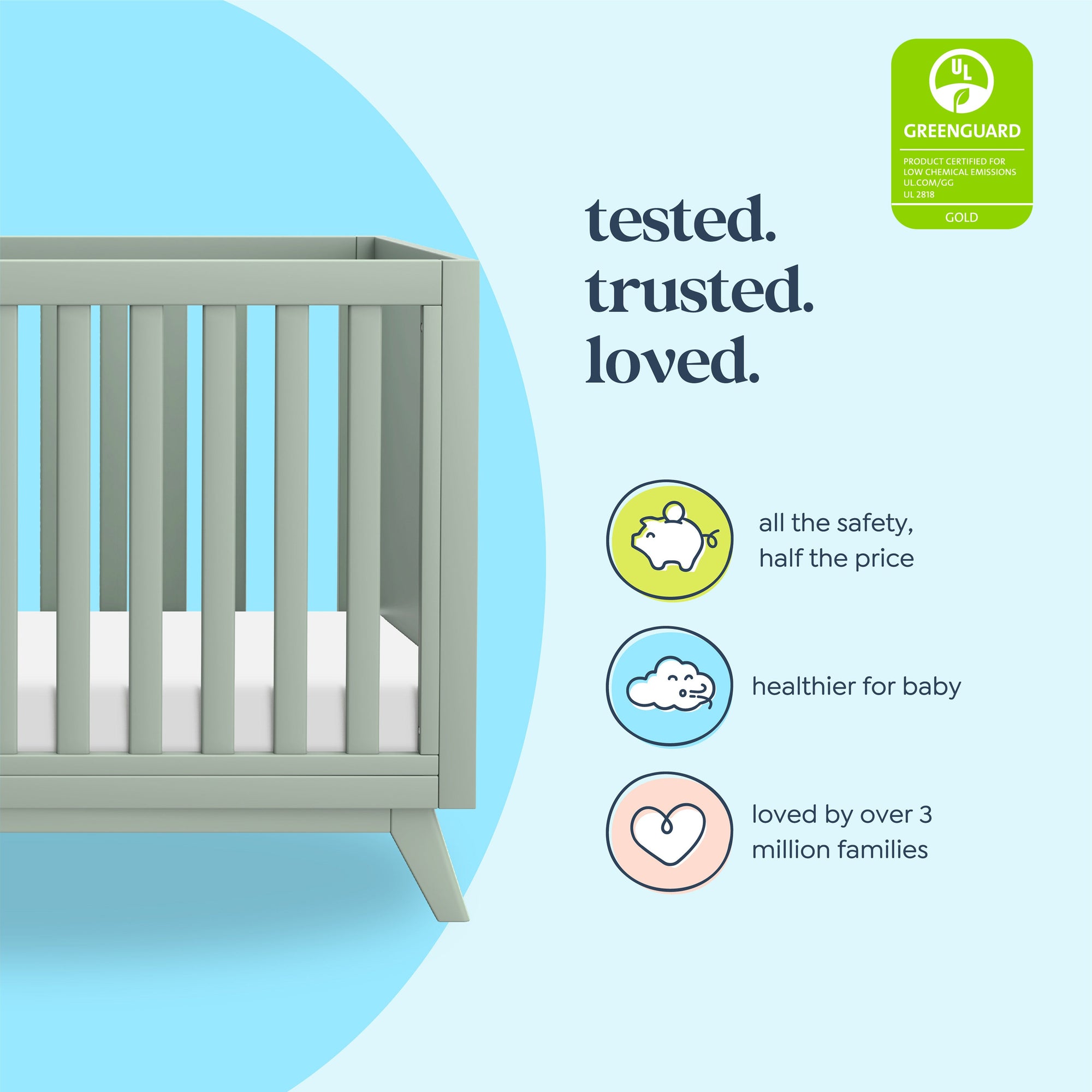 M22501LS,DaVinci,Otto 3-in-1 Convertible Crib in Light Sage