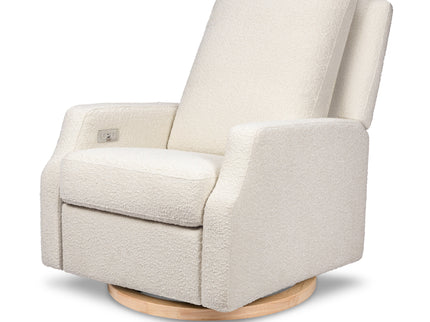 M22286WBLB,Namesake,Crewe Electronic Swivel Glider Recliner in Ivory Boucle w/Light Wood Base