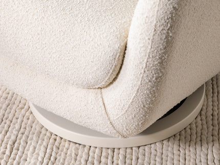 M24187WBIB,Nursery Works,Solstice Swivel Glider in Ivory Boucle w/Ivory Wood Base