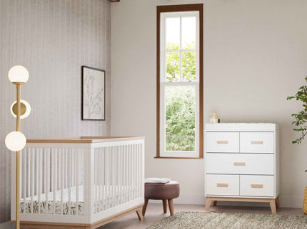 M5801WNX,Babyletto,Scoot 3-in-1 Convertible Crib w/ToddlerBedConversion Kit in White/WashedNatural