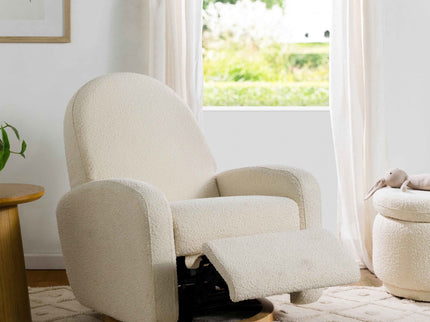 M23188WBLB,Babyletto,Nami Glider Recliner w/ Electronic Control and USB in Ivory Boucle w/Light Wood Base