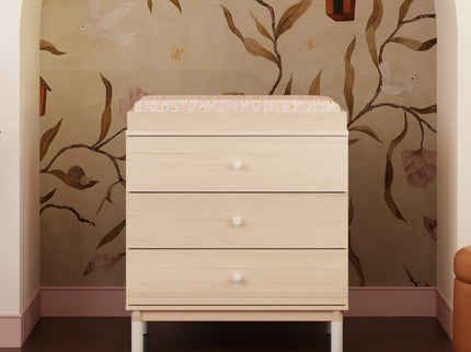M12923NXW,Babyletto,Gelato 3-Drawer Changer Dresser  White Feet w/Removable Changing Tray in Washed Natural