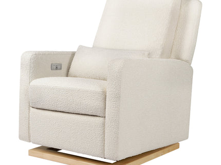 M23085WBLB,Babyletto,Sigi Glider Recliner w/ Electronic Control and USB in Ivory Boucle w/Light Wood Base