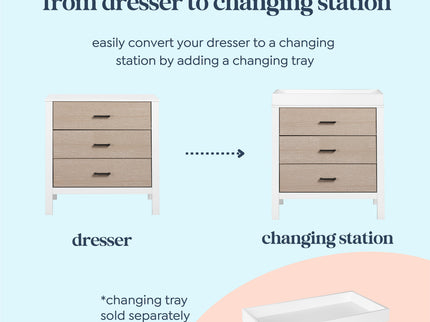 F23223WCWD,Carter's,Radley 3-Drawer Dresser in White & Coastwood