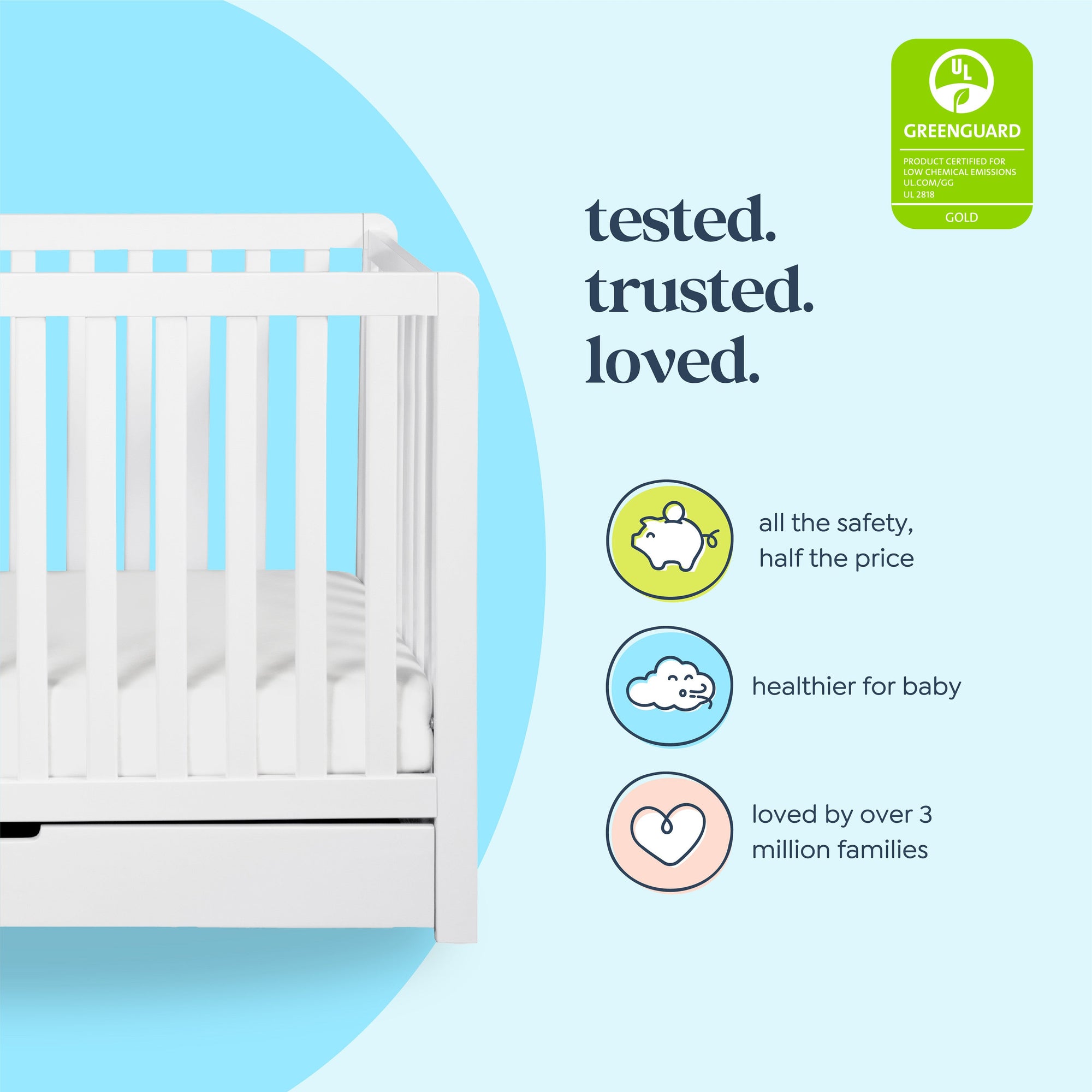 F11951W,Carter's,Colby 4-in-1 Convertible Crib w/ Trundle Drawer in White