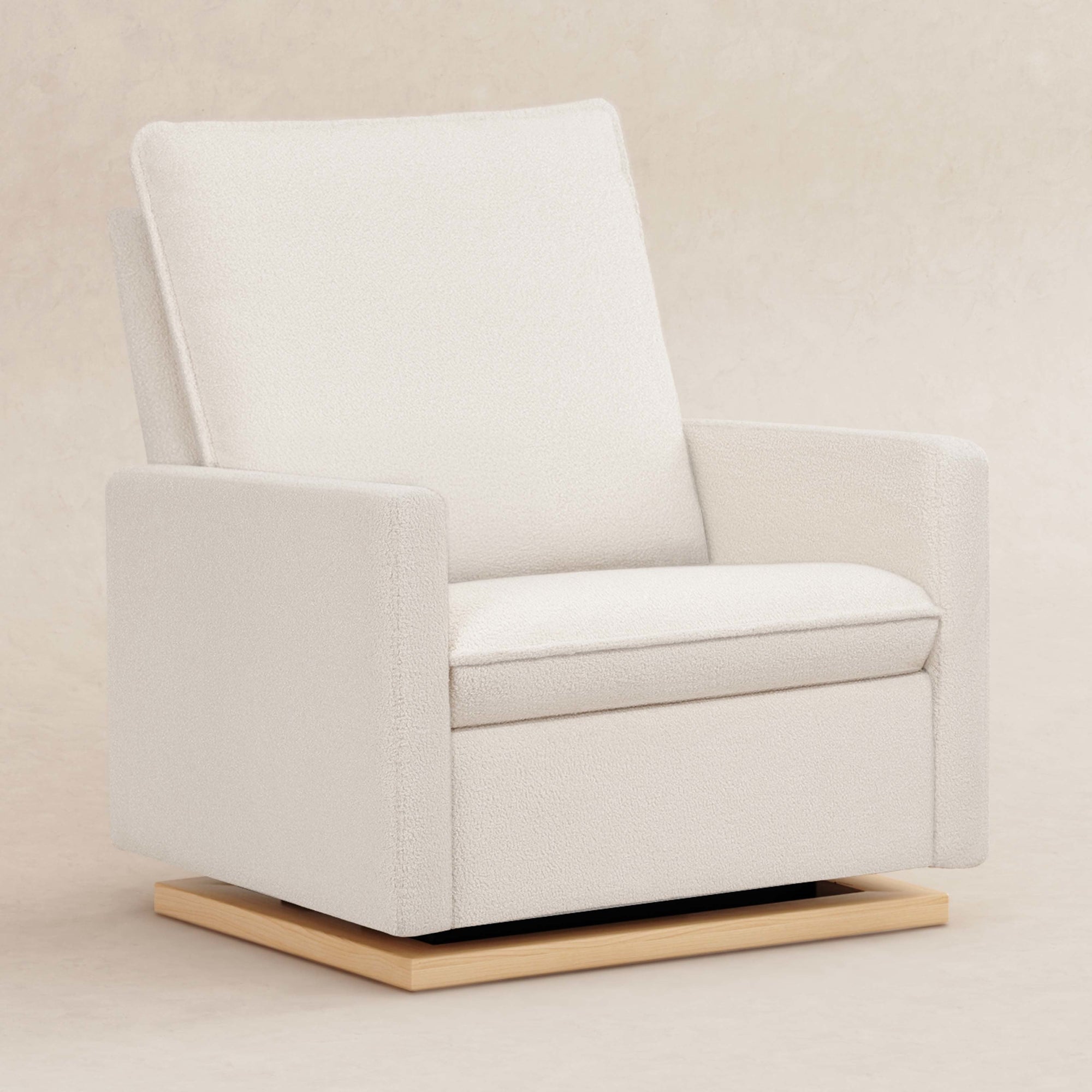 M20984CSHLB,Babyletto,Cali Pillowback Chair and a Half Glider in Chantilly Fleece w/ Light Wood Base