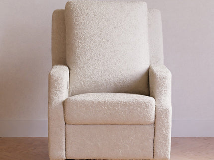 M22286WBLB,Namesake,Crewe Electronic Swivel Glider Recliner in Ivory Boucle w/Light Wood Base