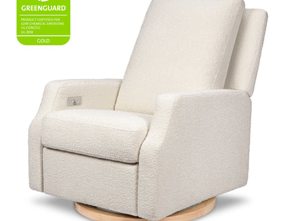 M22286WBLB,Namesake,Crewe Electronic Swivel Glider Recliner in Ivory Boucle w/Light Wood Base