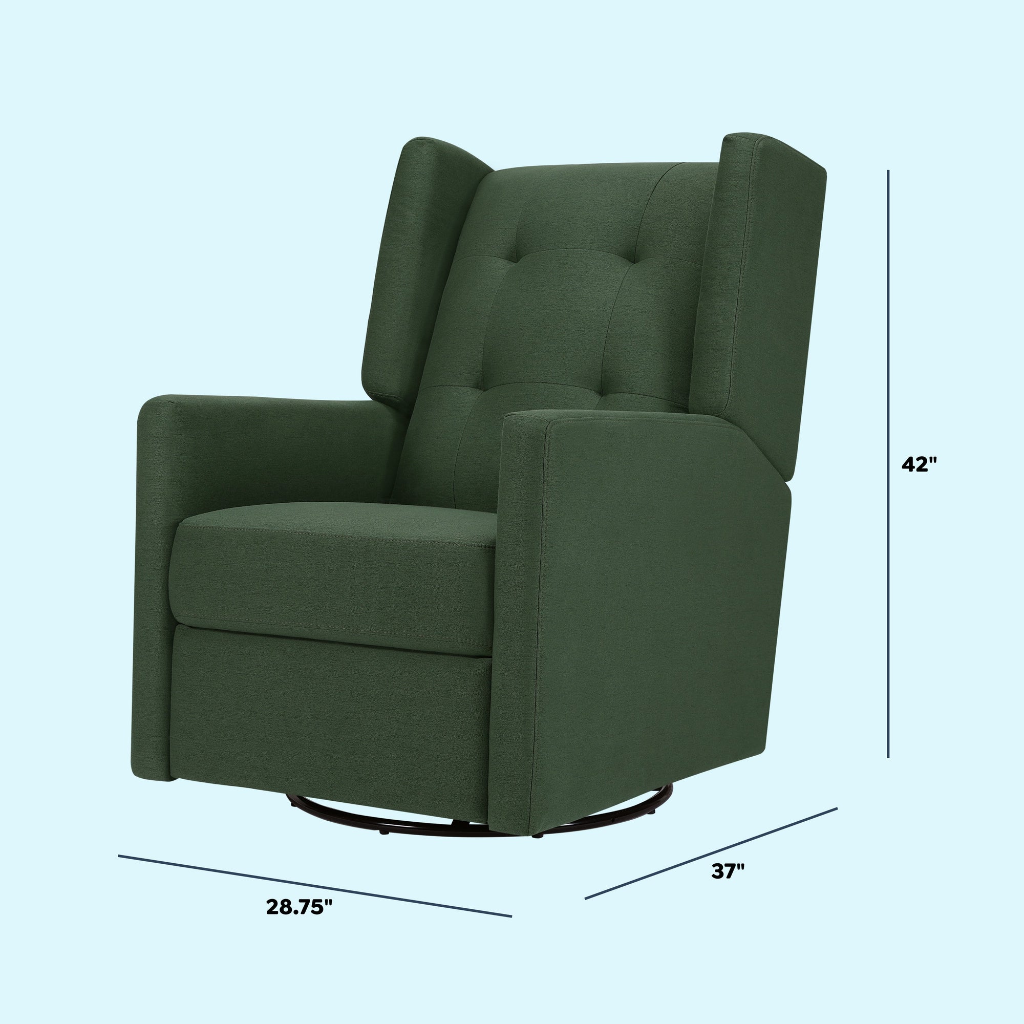 M21287PNG,DaVinci,Maddox recliner and swivel glider in Pine Green