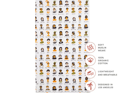 T28435,Babyletto,Women In History Muslin Crib Sheet in GOTS Certified Organic Cotton