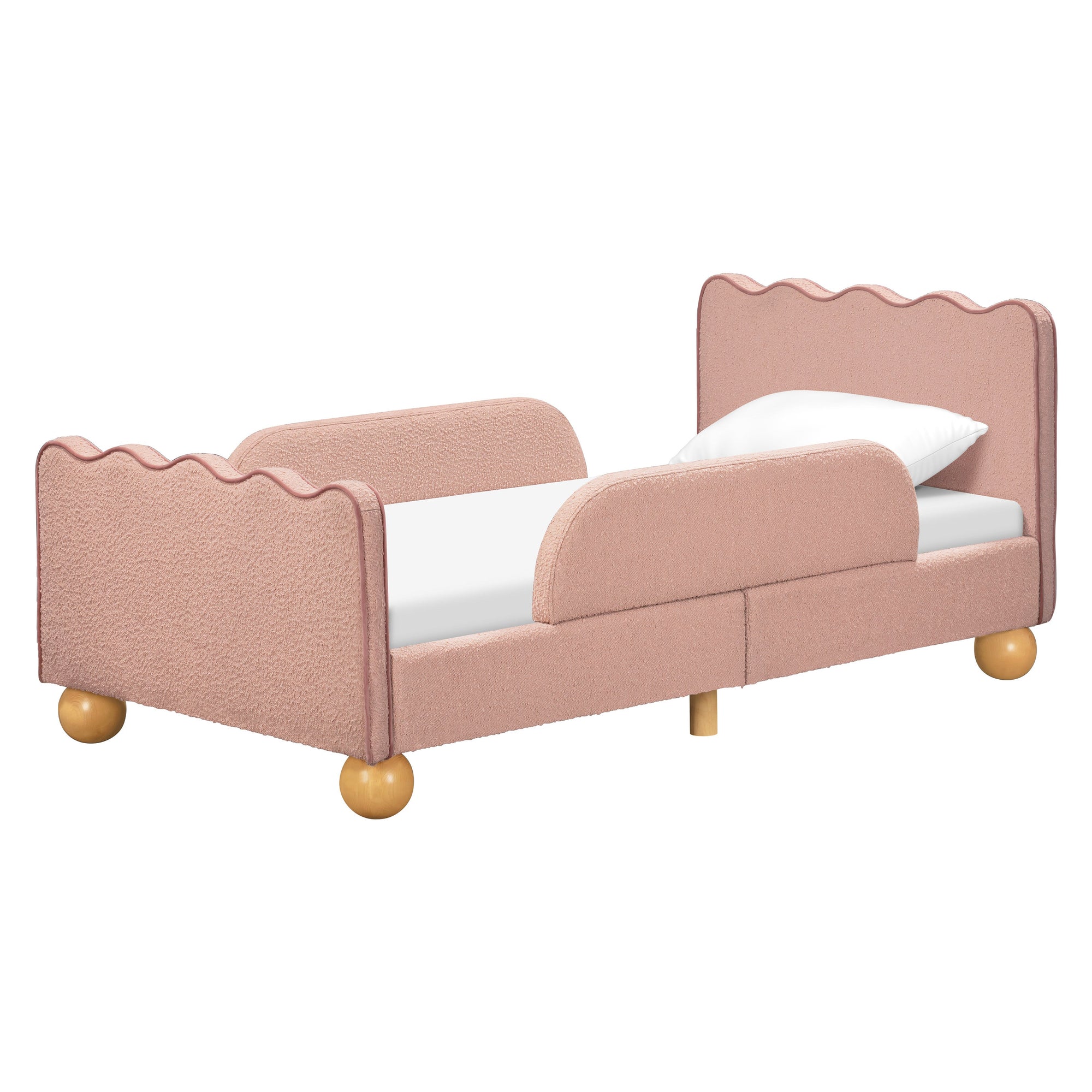 M31369PRSBRY,Babyletto Kids,Rizo Twin Bed in Performance Rose Boucle w/Raspberry Piping