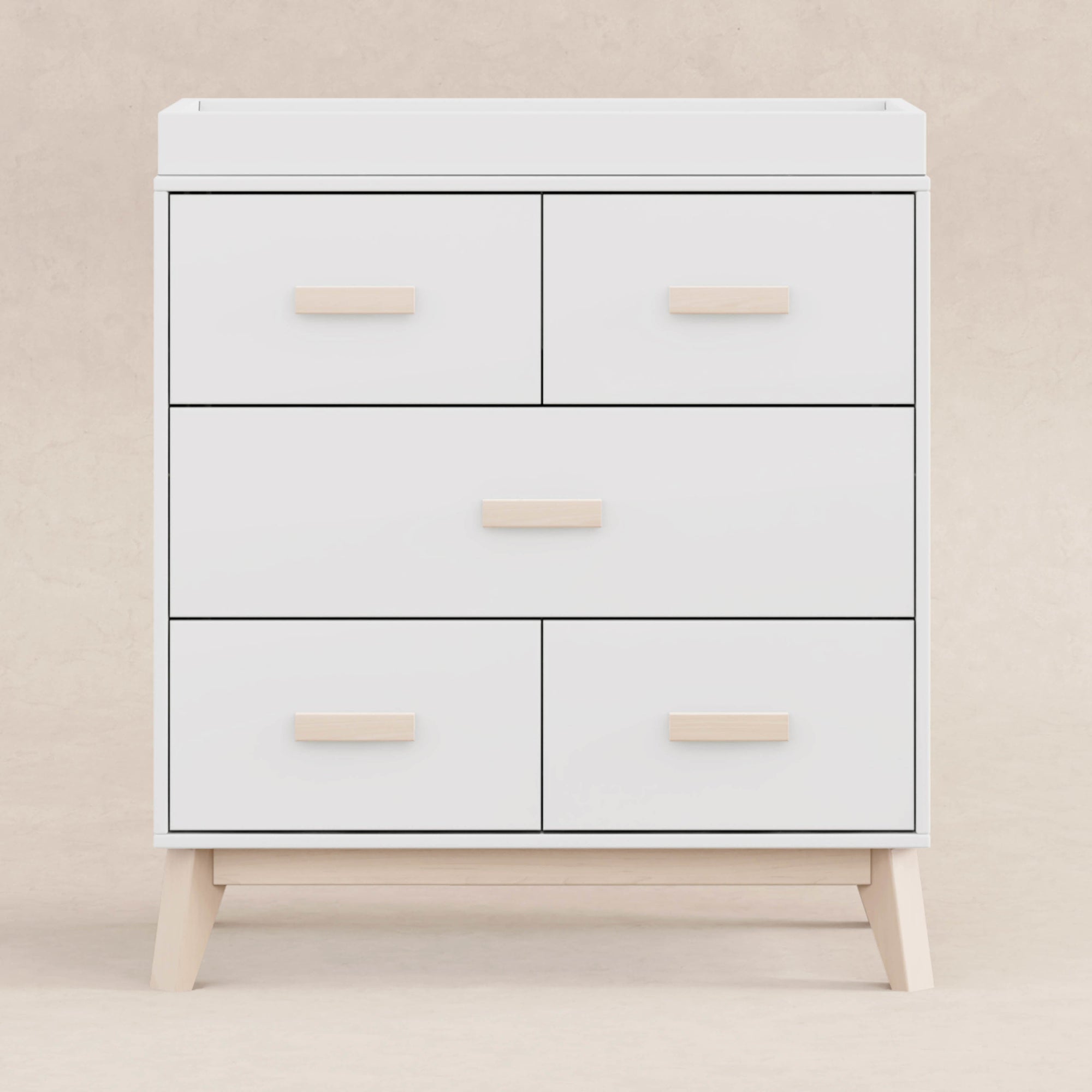 M5823WNX,Babyletto,Scoot 3-Drawer Changer Dresser in White/Washed Natural Finish