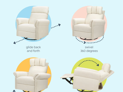 M24386VN,DaVinci,Suzy Flex Swivel Recliner w/ Adj. Arms & Headrest in Vanilla