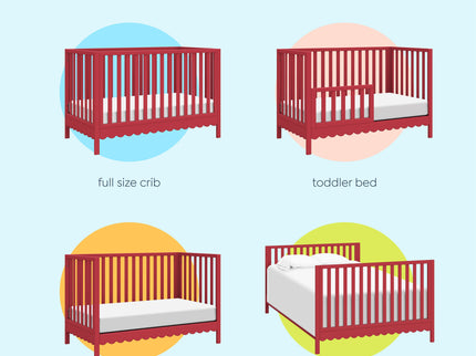 M27801TRD,DaVinci,Sammy Scallop 4-in-1 Convertible Crib in Strawberry Red