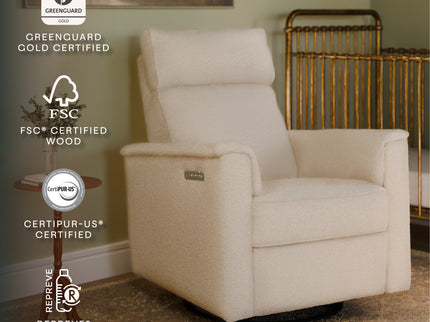 M17182PWB,Namesake,Willa Pro Power Glider Recliner w/ Power Lumbar in Performance Ivory Boucle