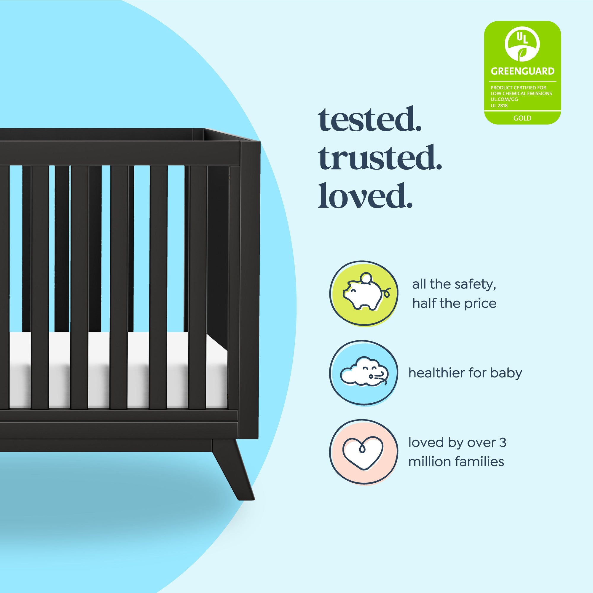 M22501E,DaVinci,Otto 3-in-1 Convertible Crib in Ebony