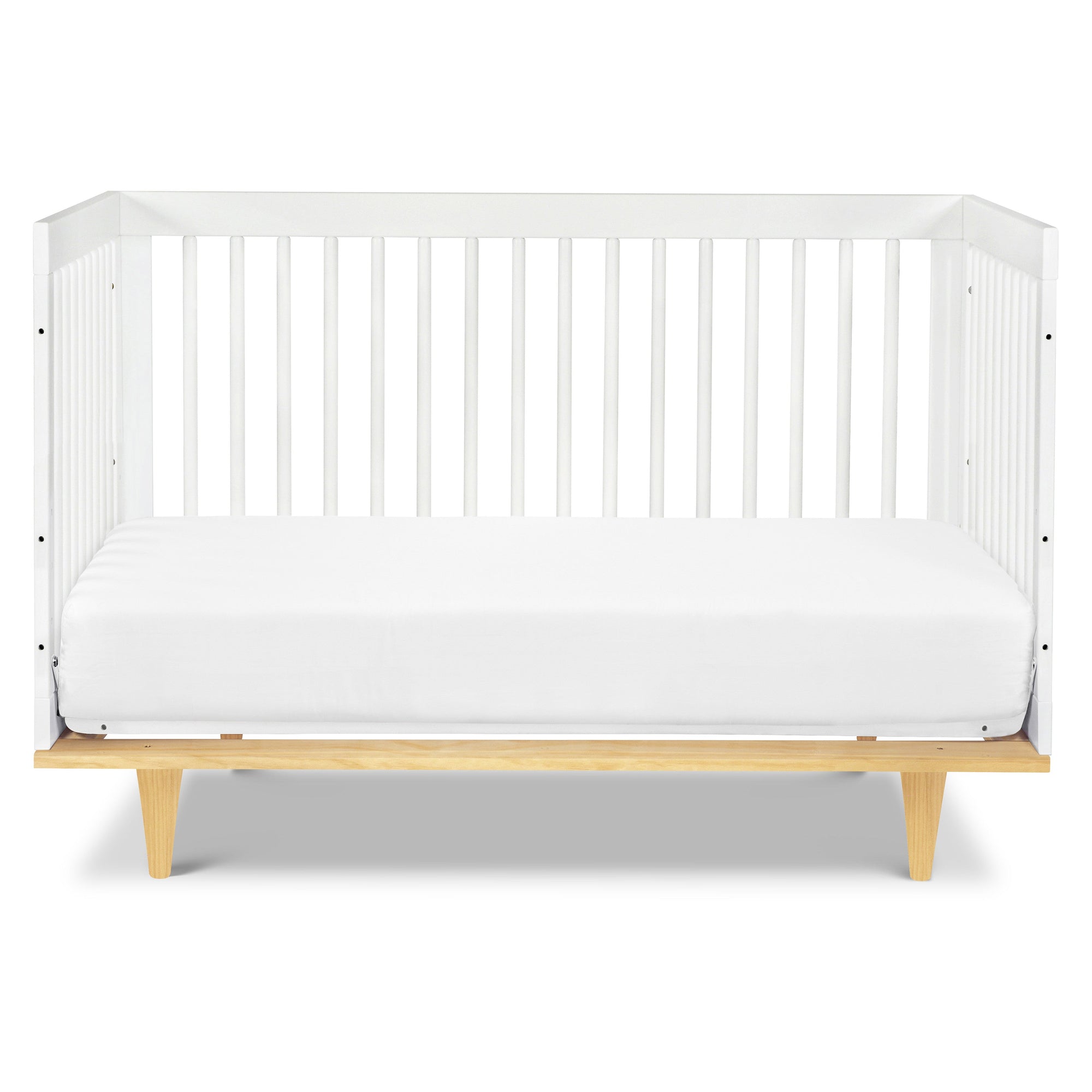 W4901WN,DaVinci,Marley 3-In-1 Convertible Crib in White Finish and Natural Legs