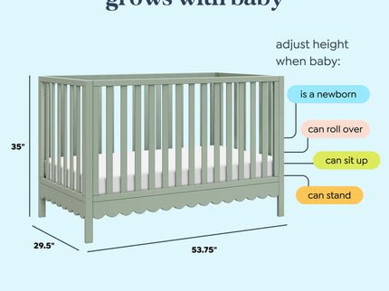 M27801LS,DaVinci,Sammy Scallop 4-in-1 Convertible Crib in Light Sage