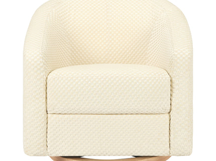 M5887IVCL,Babyletto,Madison Swivel Glider in Ivory Velvet Checker w/ Light Wood Base