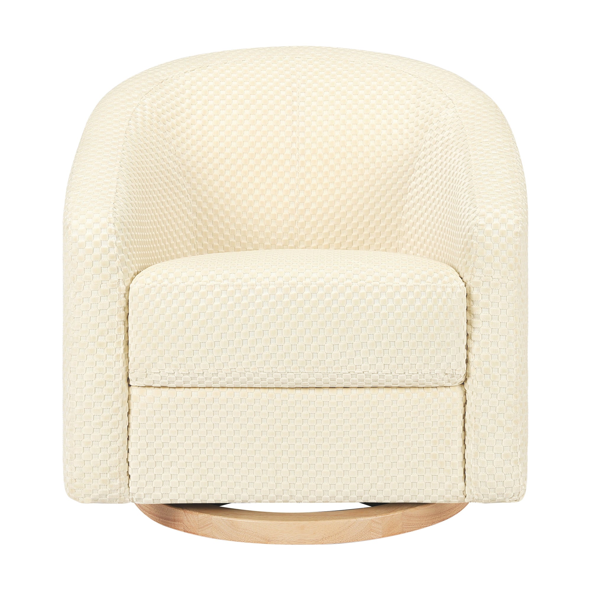 M5887IVCL,Babyletto,Madison Swivel Glider in Ivory Velvet Checker w/ Light Wood Base