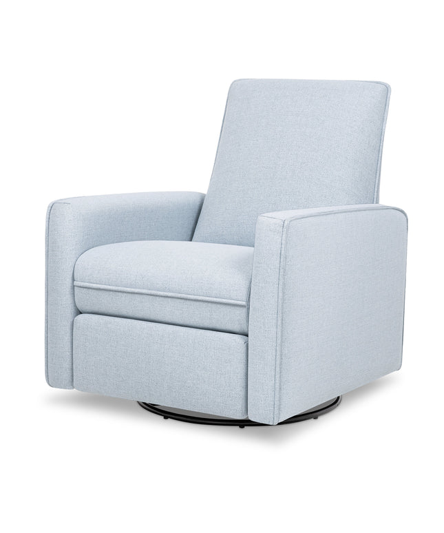 M19387PCET,DaVinci,Penny Swivel Recliner in Performance Blue Chambray Eco-Twill
