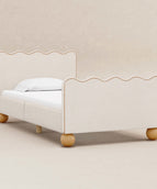 Performance Ivory Boucle with Vegan Tan Leather Piping