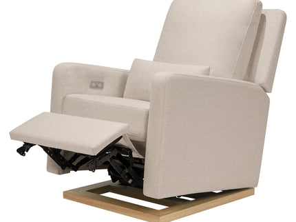 M23085PBEWLB,Babyletto,Sigi Glider Recliner w/ Electronic Control and USB in Performance Beach Eco-Weave w/Light Wood Base