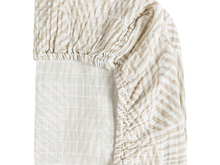 T29233,Babyletto,Oat Stripe Muslin All-Stages Midi Crib Sheet in GOTS Certified Organic Cotton