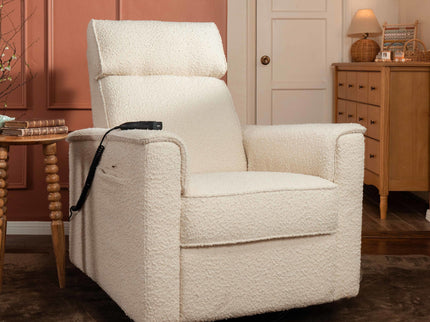 M17183PWB,Namesake,Willa Deluxe Power Glider Recliner w/Heat&Massage in Performance Ivory Boucle