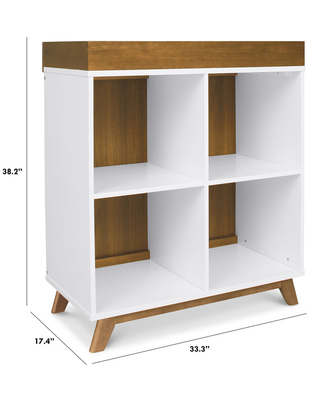 M22511WL,DaVinci,Otto Convertible Changing Table and Cubby Bookcase in White and Walnut