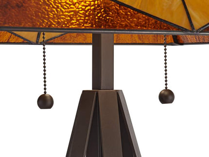 Pacific Coast 30 1/2" Tiffany-Style Amber Glass Pull Chain Table Lamp