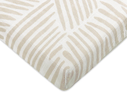 T29233,Babyletto,Oat Stripe Muslin All-Stages Midi Crib Sheet in GOTS Certified Organic Cotton